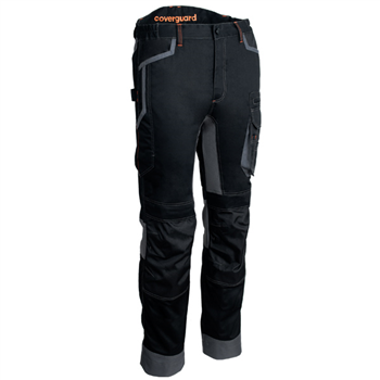 Pantalon de travail pour homme stretch coupe droite avec poches genouillères - Baru Coverguard - Noir - Taille M