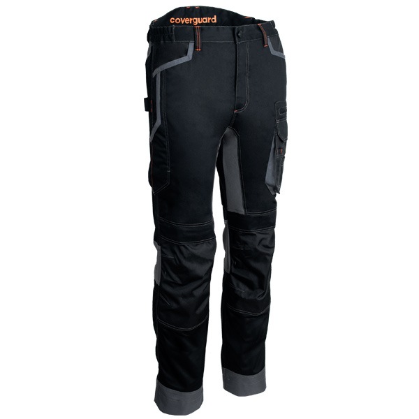 Pantalon de travail pour homme stretch coupe droite avec poches genouillères - Baru Coverguard - Noir - Taille M
