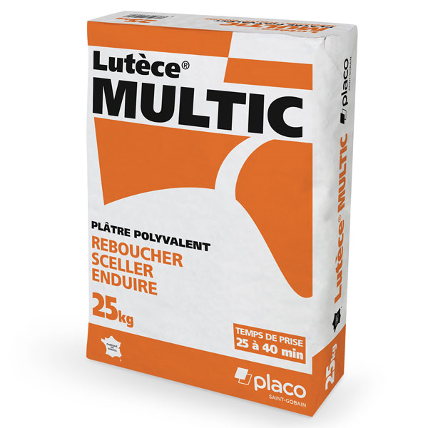 Plâtre pour rebouchage scellement et enduisage - Lutèce Multic - prise lente - sac de 25 kg