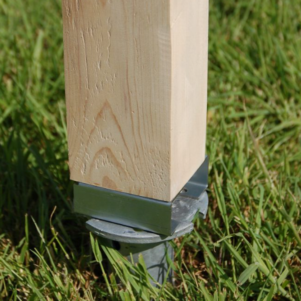Connecteur Wood 90 pour poteau en bois vertical sur vis de fondation Weasyfix - acier galvanisé