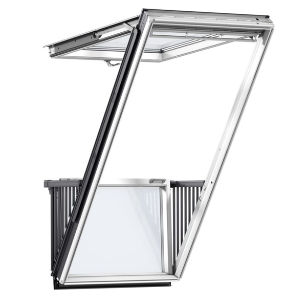 Fenêtre balcon triple vitrage - Velux Cabrio GDL MK19 2066 - bois peint en blanc - 78,0 CM x 252,0 CM