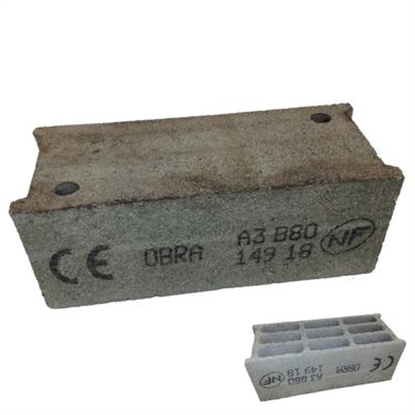 Bloc béton creux retournée 500 x 200 x 200 mm - B80 - 4 parois 9 trous