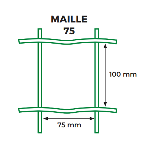 Grillage souple Dirickx Axial - Gris anthracite RAL 7016 - maille de 100 x 75 mm - rouleau de 1,50 M x 25,00 M