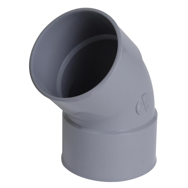 Coude PVC à coller Femelle - Femelle 45° Diamètre 200 mm