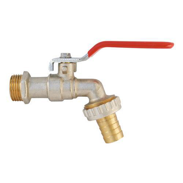 Robinet de puisage à sphère - Poignée plate - Mâle 3/4" - Raccord au nez 1