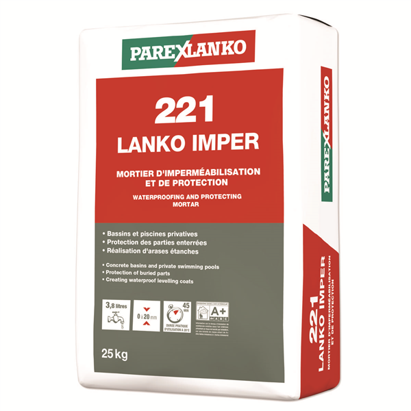 Mortier d'imperméabilisation - 221 LANKO IMPER Parexlanko - Sac de 25 KG