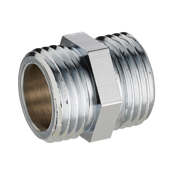 Mamelon double mâle égal - M 15 x 21 - Laiton chromé - Noyon & Thiebault