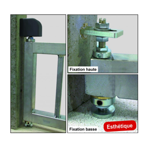 Pivot de portail carré de 35x35 mm tube 40 mm fixation à la resine