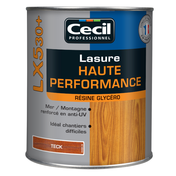 Lasure bois protection élevée Cecil LX530 aspect satin teck 1L
