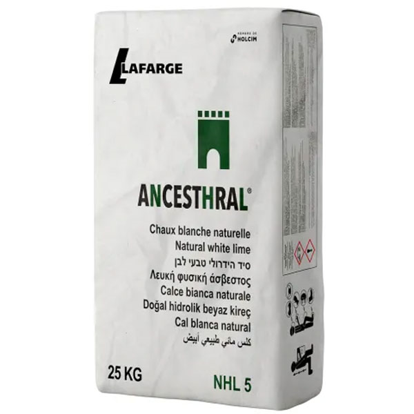 Chaux hydraulique naturelle blanche NHL 5  - Ancesthral Lafarge - Sac de 25 kg