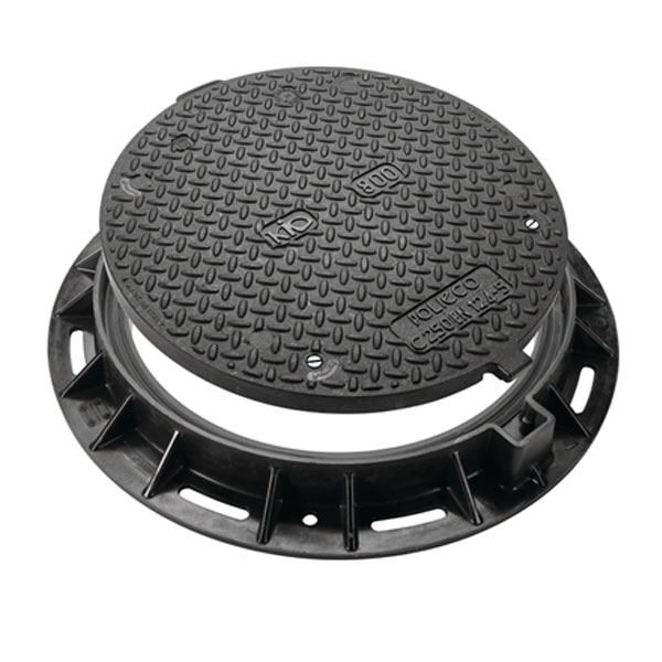 Tampon de regard composite rond - KIO 800 C250 - verrou et joint SBR - Diamètre 840 mm