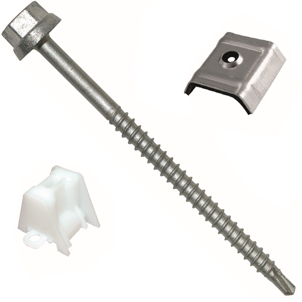 Vis autoperceuse Zacrovis bois avec cavalier Vulco et pontet pour onde trapézoïdale Nervesco 1000 - lot de 10