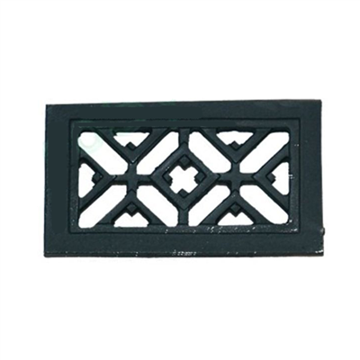 Grille d'aération en fonte noire - Autogyre - Pose encastrée - encastrement 110 x 60 mm - façade 125 x 70 mm