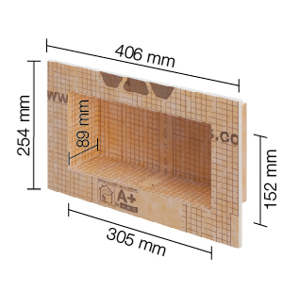 Niche murale à encastrer - Kerdi-Board-N - Largeur 305 MM - Hauteur 152,00 MM - Profondeur 89,0 MM