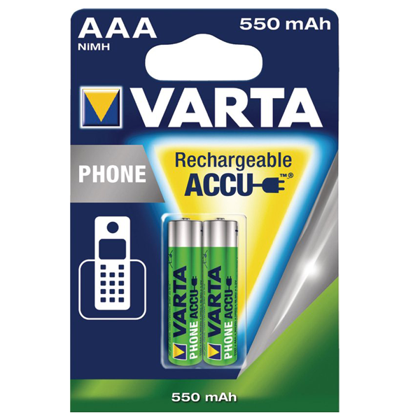 Blister de 2 piles rechargeables VARTA Accu Phone 550mAh AAA/HR03-  58397101402