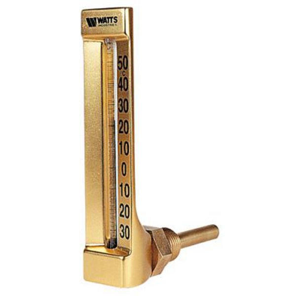 THERMOMETRE VERTICAL EQUERRE L.160 PLONGEUR 45 - ECHELLE LECTURE 0 / 130°