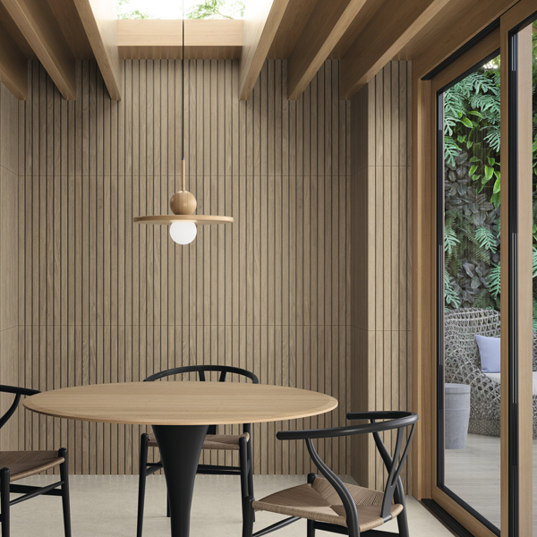 Faïence murale rectifiée effet bois rainuré Shoji - 30,0 CM x 90,0 CM - ép. 10,60 MM - coloris Black mat