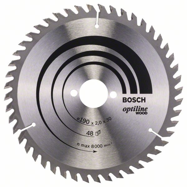 Lame scie circulaire Bosch Optiline Wood tout bois ⌀ 190 mm alésage 30 mm 48 dents 2 mm