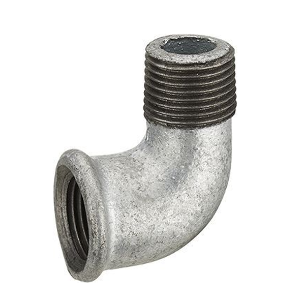 Coude à 90° Mâle-Femelle à visser pour tube en fer - MF 12 x 17 - Petit rayon - Fer galvanisé
