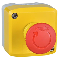 Boîte de bouton d'arrêt d'urgence Schneider XALK178 - jaune et rouge - pousser tourner - 10 A - Ø 40 mm