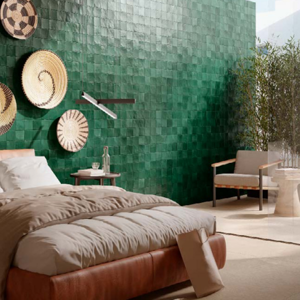 Faïence brillante effet Zellige - Mélange Ragno - 10,0 CM x 10,0 CM - ép. 10,00 MM - Teal