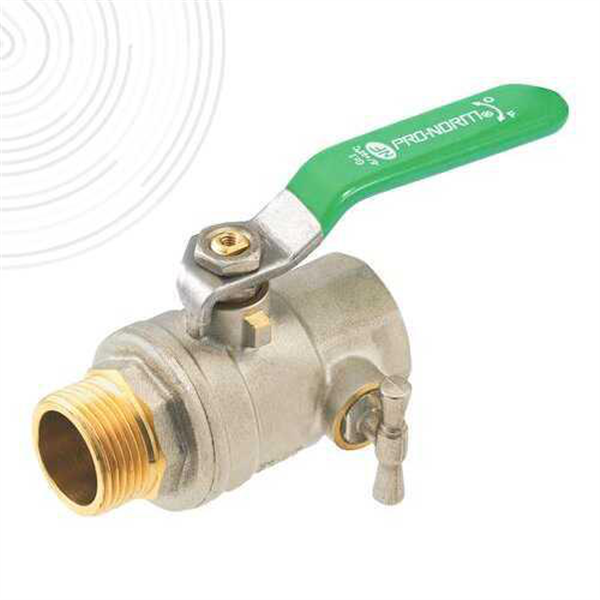 Vanne à sphère NF Mâle Femelle 1" A purge Passage intégral Poignée plate