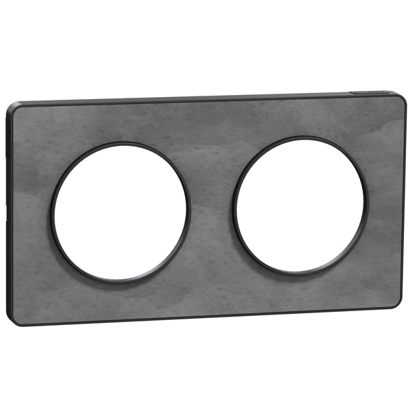 Plaque de finition double Schneider Odace Touch pour 2 postes encastrés - ardoise liseré anthracite