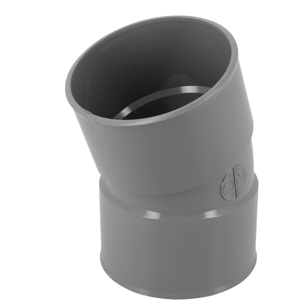 Coude d'évacuation à 30° Femelle/Femelle - PVC gris - diamètre 125 mm - Nicoll