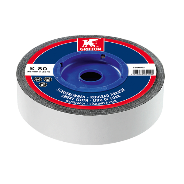 ROULEAU ABRASIF K-80 SPÉCIAL 25 M X 38 MM - GRAIN 120 - RÉSISTANT À L'EAU