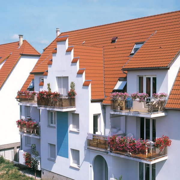 Tuile béton Double Romane - grand moule faible relief - Monier - 42 x 33 cm - Rouge