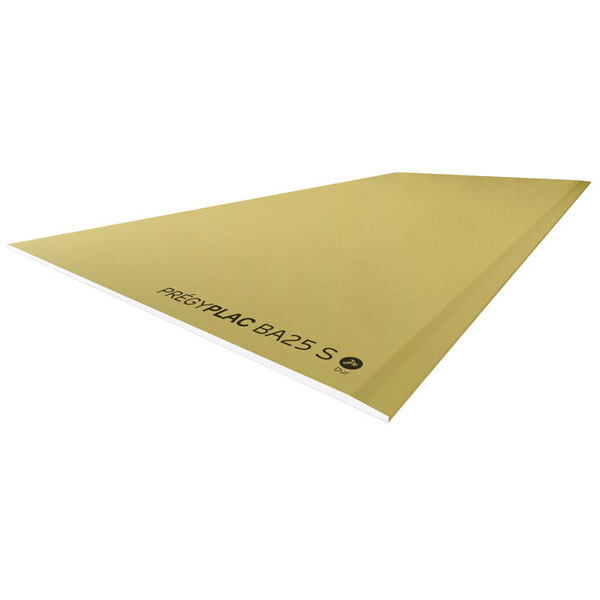 Plaque de plâtre haute dureté Siniat Prégyplac Std BA25 S - 2,50 M x 0,90 M - ép. 25,0 MM