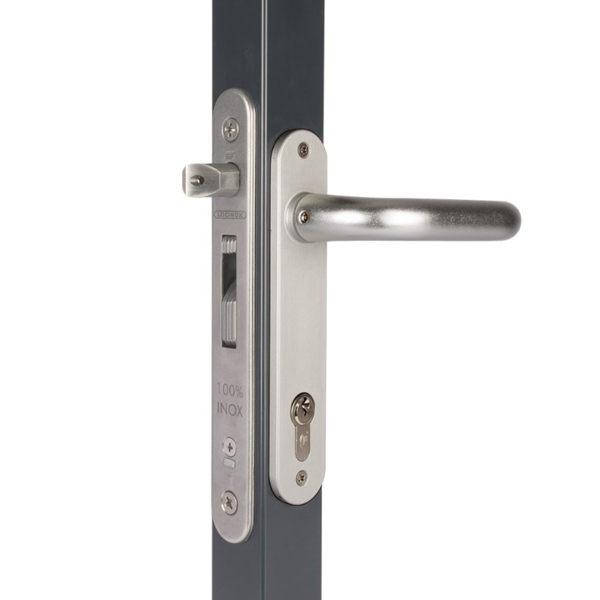 Serrure de portail à encastrer avec axe de 20 mm pour profils de 40 mm et plus - Locinox Fortylock - Inox