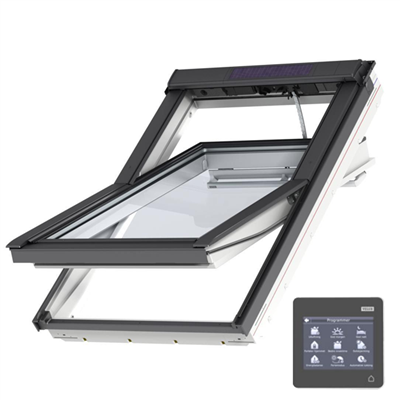 Fenêtre de toit à rotation motorisée et solaire Velux GGU Solar Tout Confort - Finition EverFinish - 134,0 cm x 98,0 cm