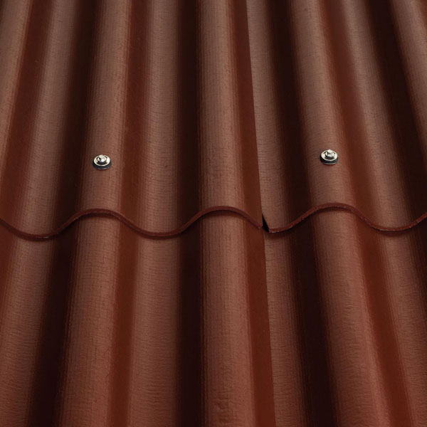 Plaque ondulée 6 ondes en fibres-ciment - Couverture et Façade - P06 Coloronde FR - 1585 x 1095 mm - Rouge brun