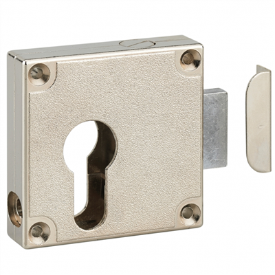 Boîtier de meuble Thirard pour cylindre à profil européen - nickelé - 60 x 60 mm