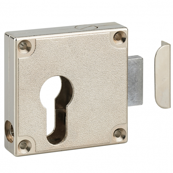 Boîtier de meuble Thirard pour cylindre à profil européen - nickelé - 60 x 60 mm