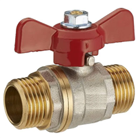 Vanne double mâle à manette papillon 1/4 tour 3/4" (20x27)