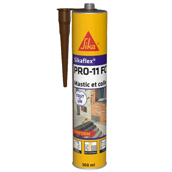 Mastic-colle PU pour étanchéité et collage - Sikaflex Pro 11 FC Purform Marron - Cartouche de 300 ml