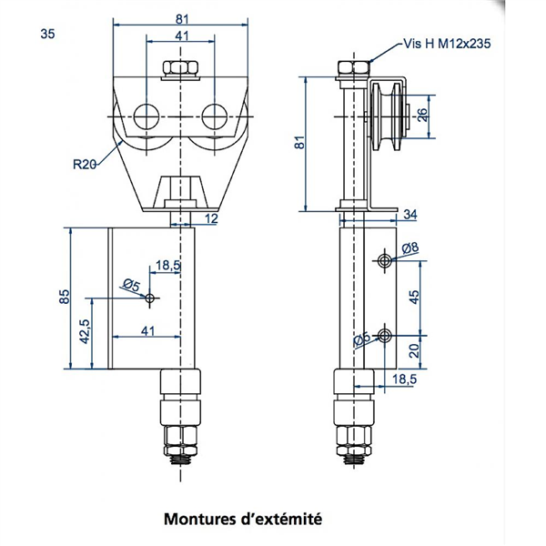 Monture d’extrémité BOB50E - Lot de 2
