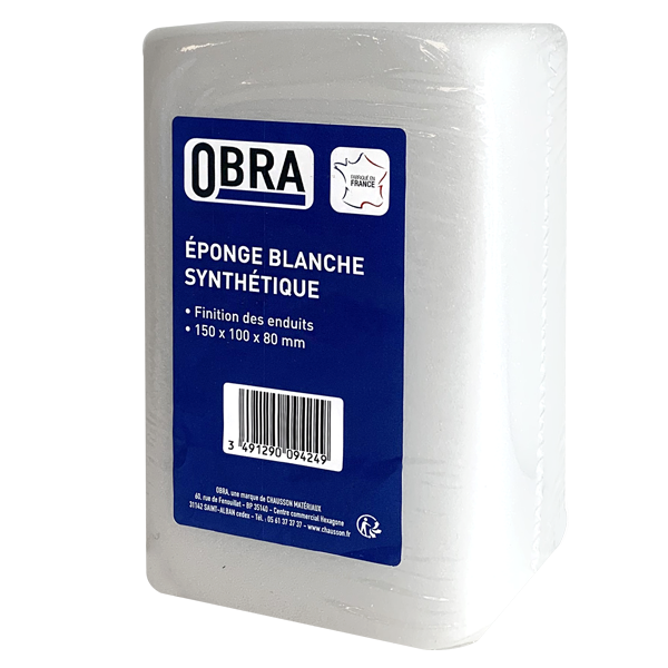 Éponge blanche synthétique Obra spéciale finition des enduits - 10 x 15 cm