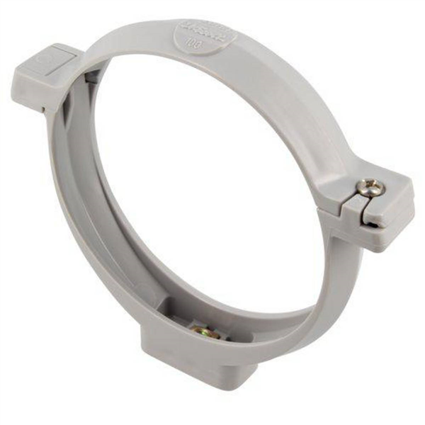 Collier à bride Nicoll pour tube de descente cylindrique - À visser - Diamètre 100 mm - PVC - Gris clair