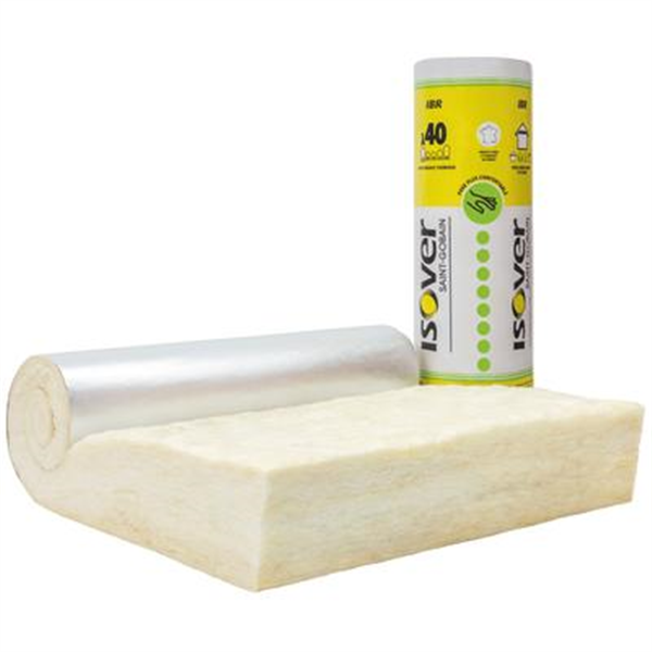 Rouleau laine de verre pour combles perdus et planchers intermédiaires - IBR Revêtu ALU Isover - R=6,00 m².K/W - 4,00 M x 1,20 M - ép.240 MM