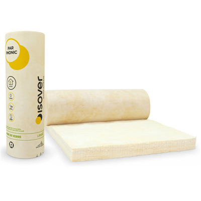 Rouleau laine de verre acoustique pour cloisons - Par Phonic Isover - R=1,10 m².K/W - 2 lés de 6,50 M x 0,60 M - ép. 45 MM