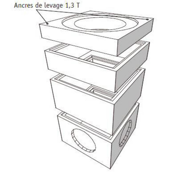 ELEMENT DE FOND H60 POUR REGARD BETON 800X800