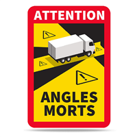 Autocollant sticker adhésif "Attention angles morts" pour poids lourd - 170 x 250 mm - Lot de 10