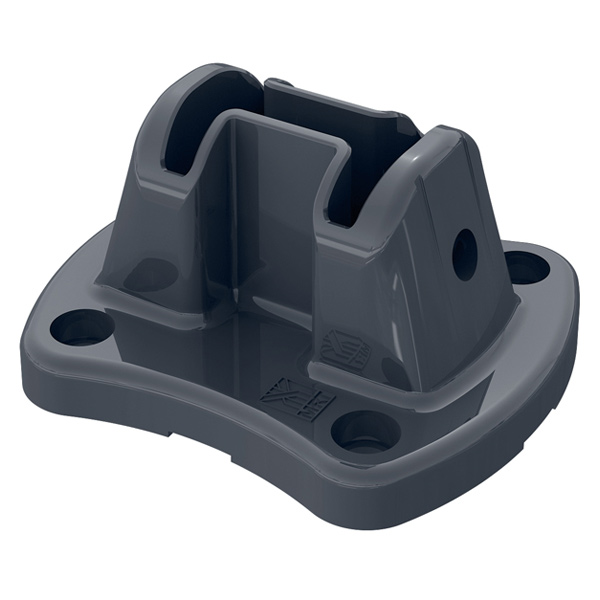 Platine aluminium pour poteau Easyclip - Gris RAL7016 - avec 4 chevilles métal