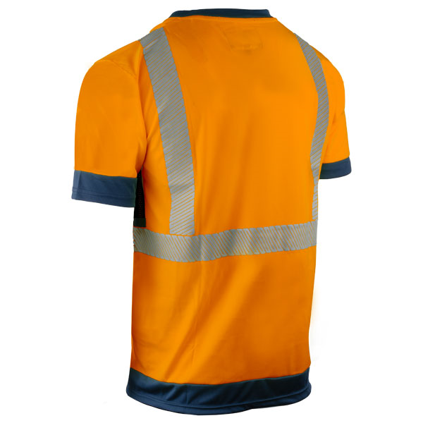T-shirt de travail haute visibilité orange col en V avec bandes rétroréfléchissantes - KOMO II - Taille L