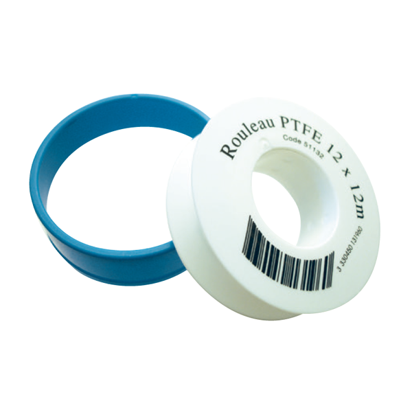 Ruban téflon PTFE pour joints étanchéité - Largeur 12 mm - Fitt - Rouleau de 12 mètres
