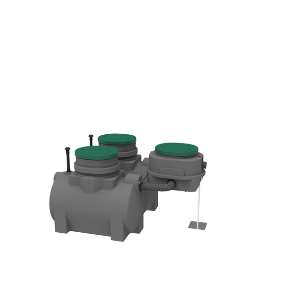 Chasse à auget ECOFLO PE - 2 x 300 L (bidirect.)