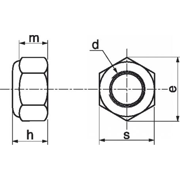 Ecrou hexagonal indesserable (frein) DIN985 lubrifié inox A2 M8 - boîte de 200